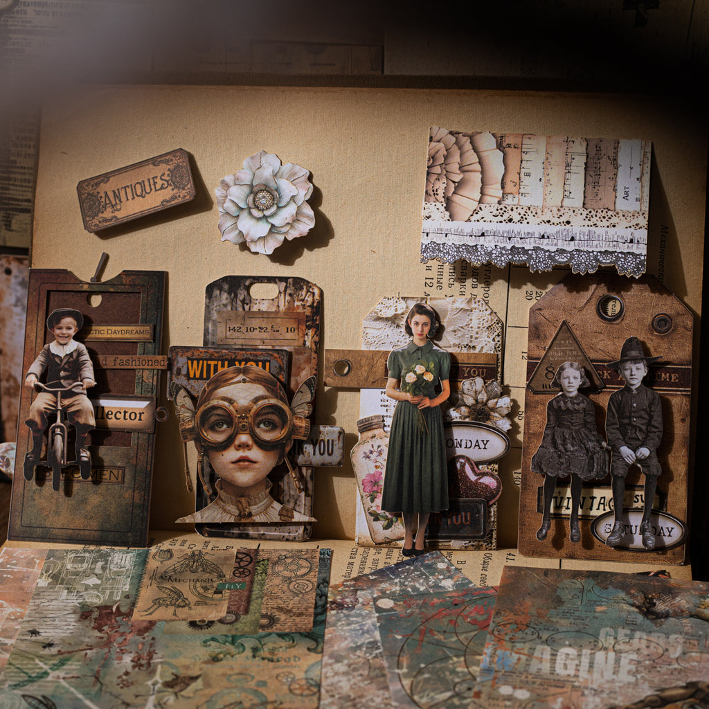 55 Pcs Vintage Cardstock and Paper Kit FGSZ