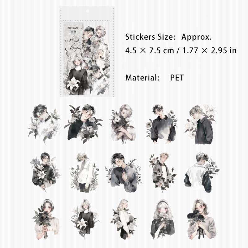 30 Pcs Flower Boy Girl PET Stickers HYNH
