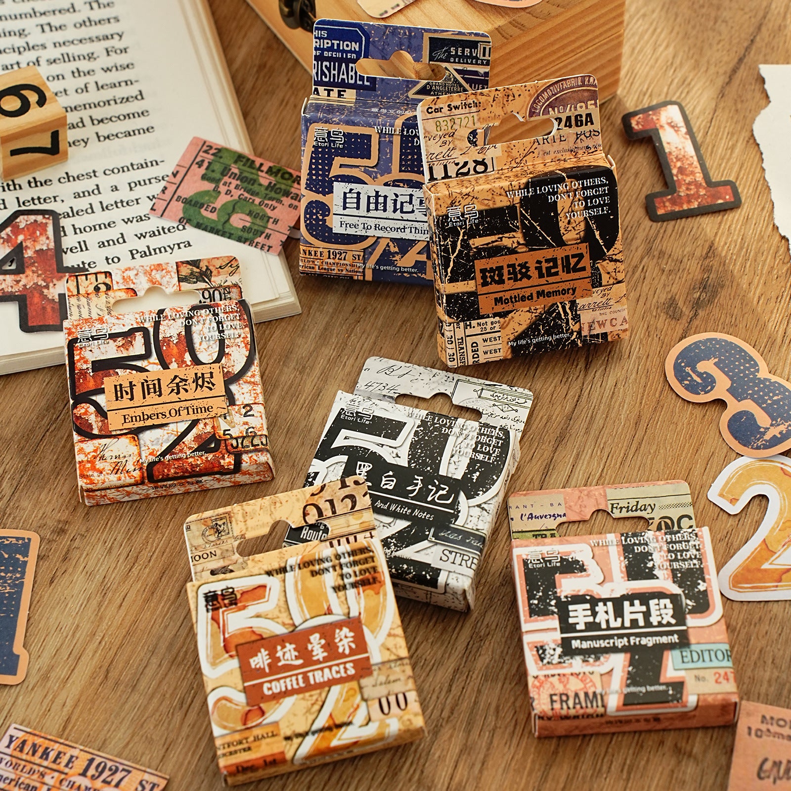 46 Pcs Vintage Number Label Stickers ZXSG