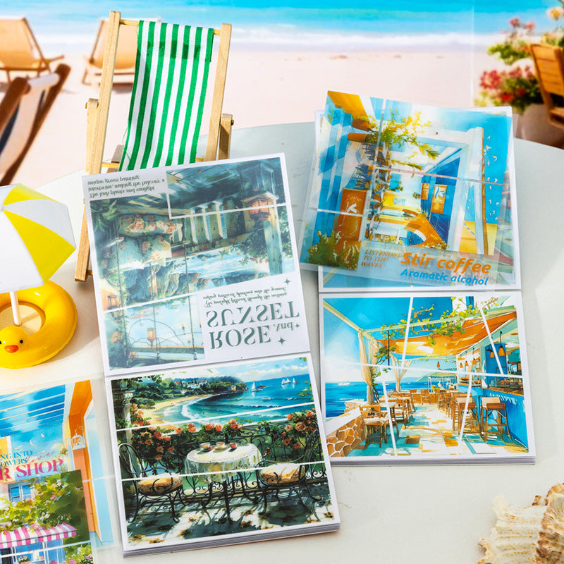 24 Sheets Seaside Town Stickers Book HBXL