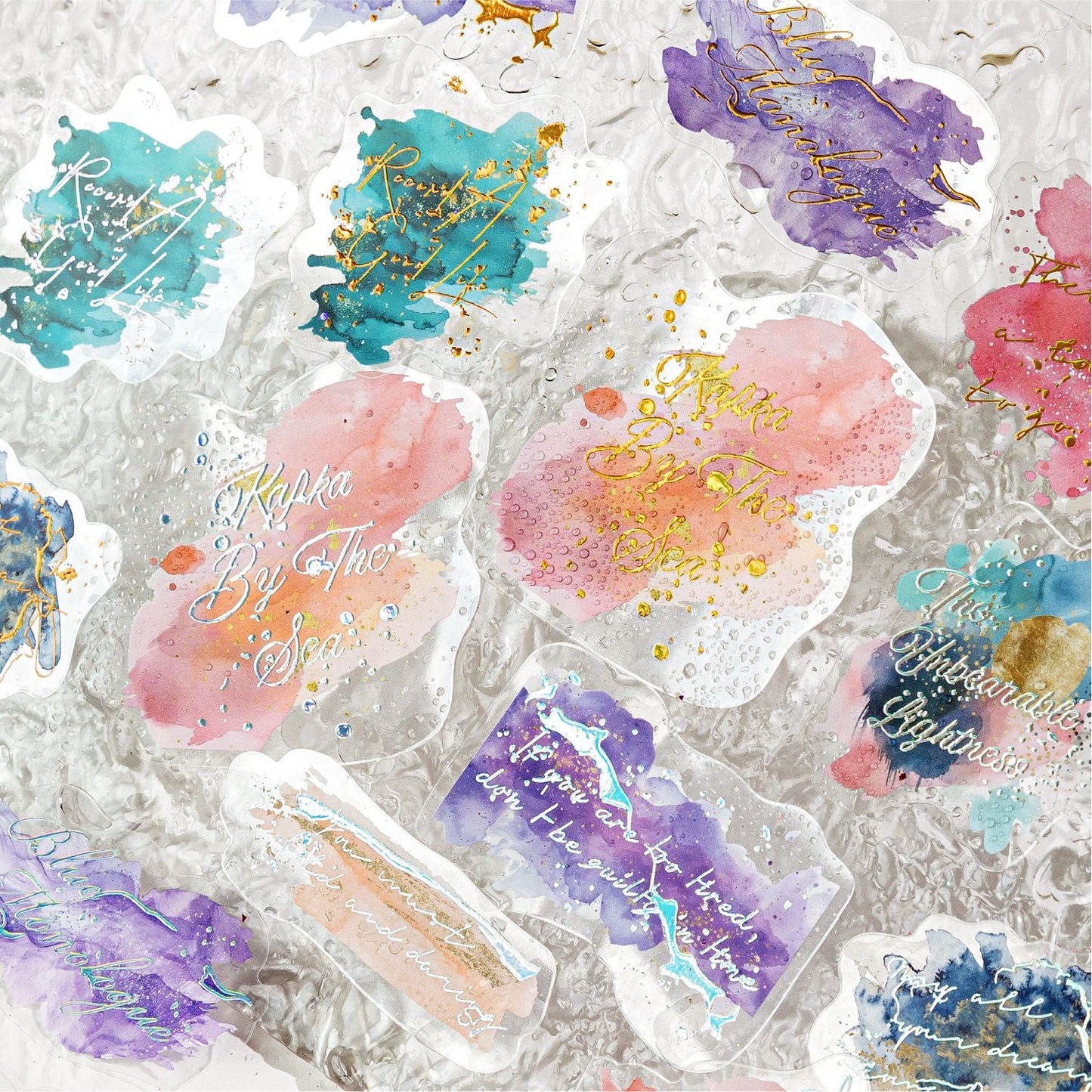 20 Pcs Watercolor Theme PET Stickers LGMJ