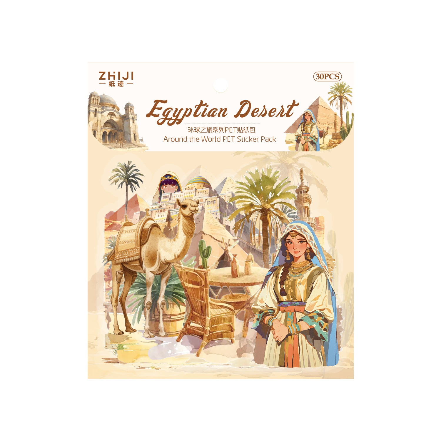 30 Pcs Travel Theme PET Stickers HQZL