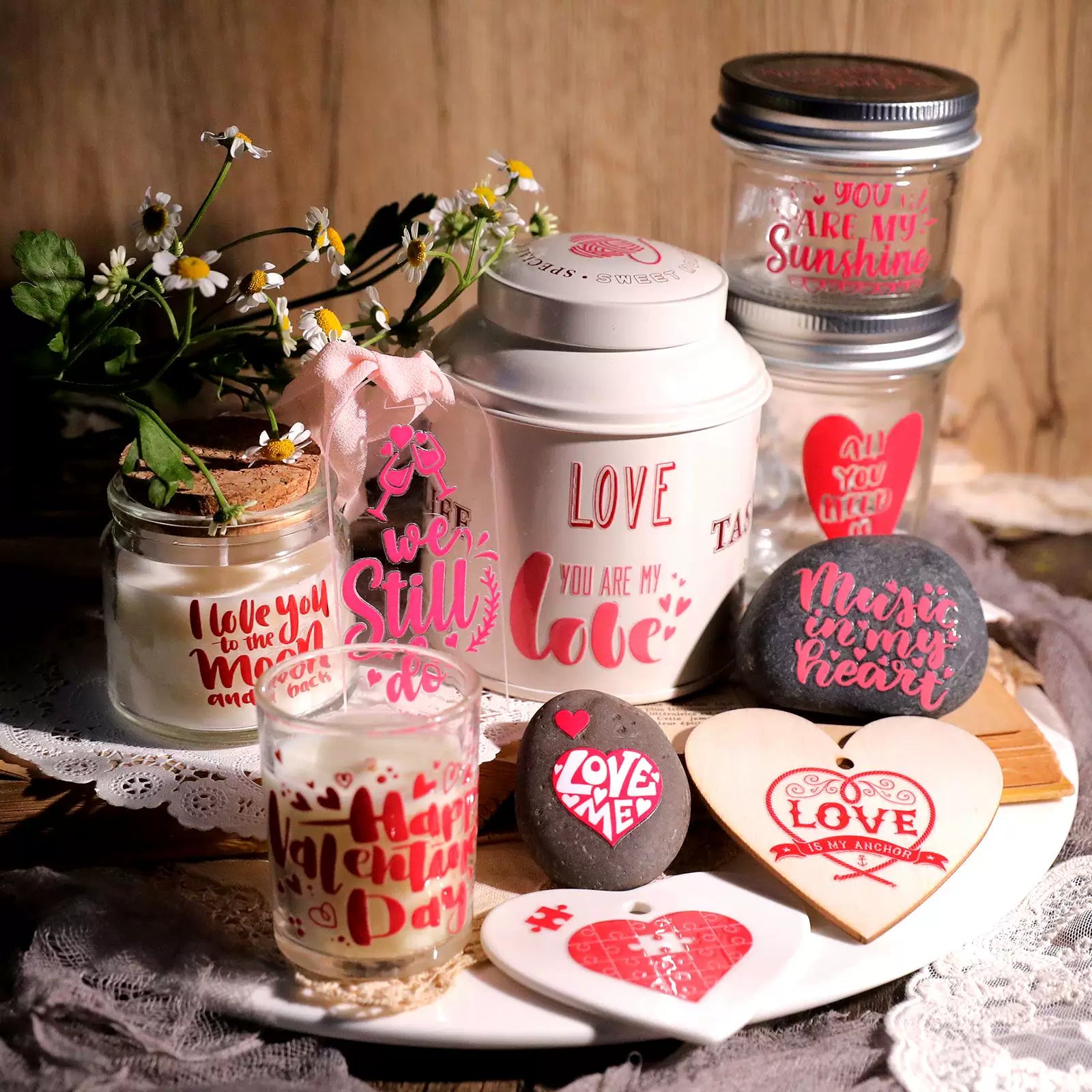 2 Sheets Waterproof Rub on Stickers - Valentine's Day TZ09