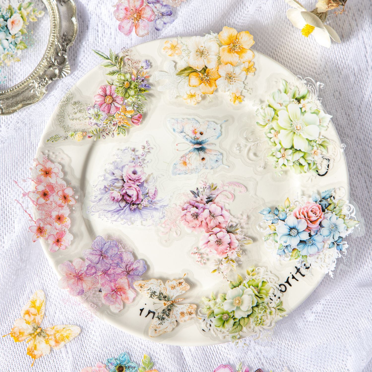 10 Pcs Lace Flower PET Stickers MLZH