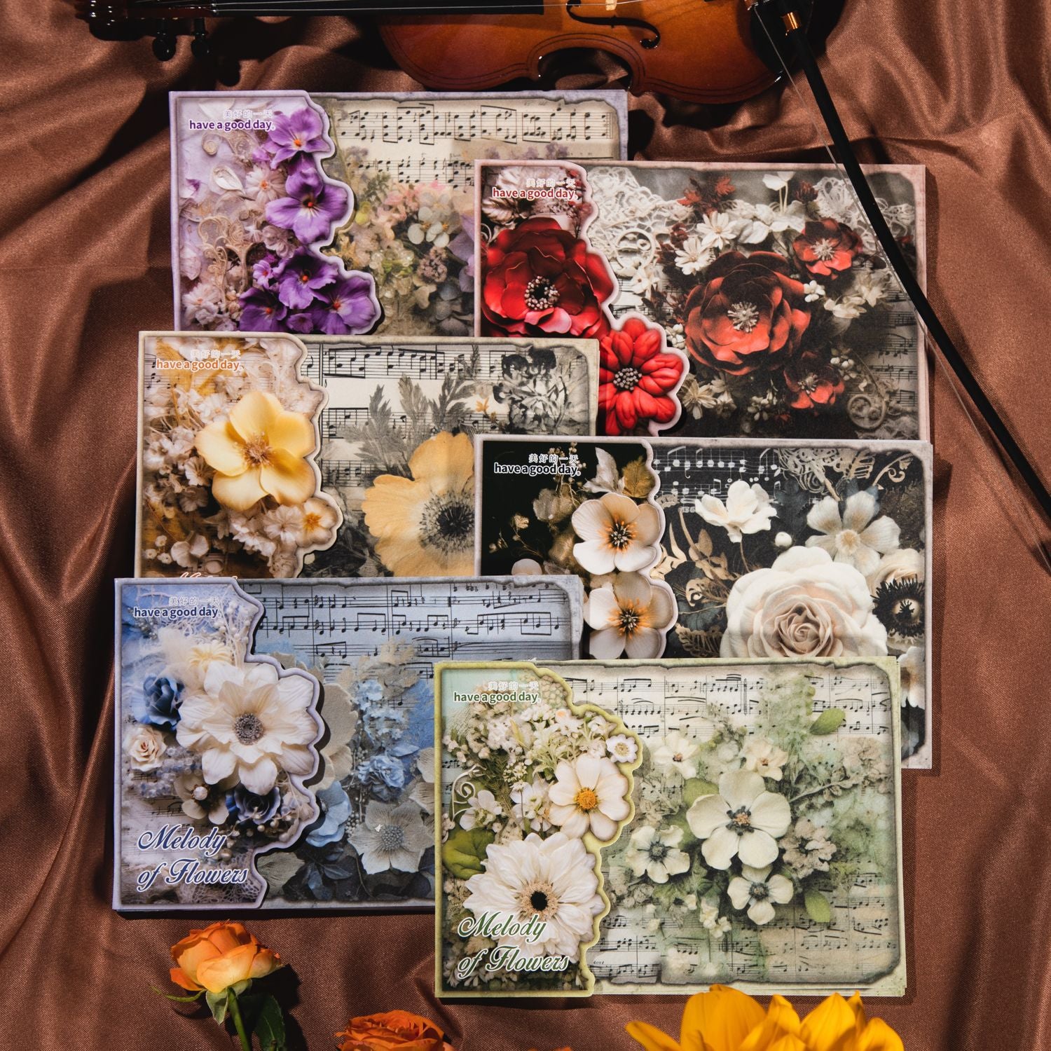 30 Pcs Flower Music Sheet Scrapbook Paper HZXL