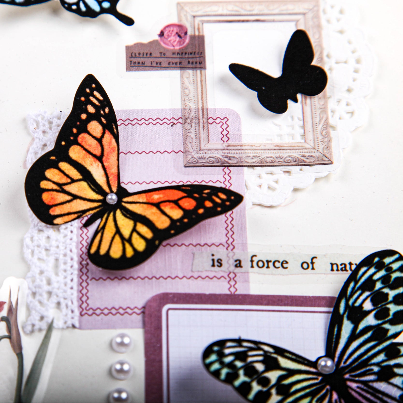 18 Pcs Flocked Butterfly Scrapbook Supplies CWXl