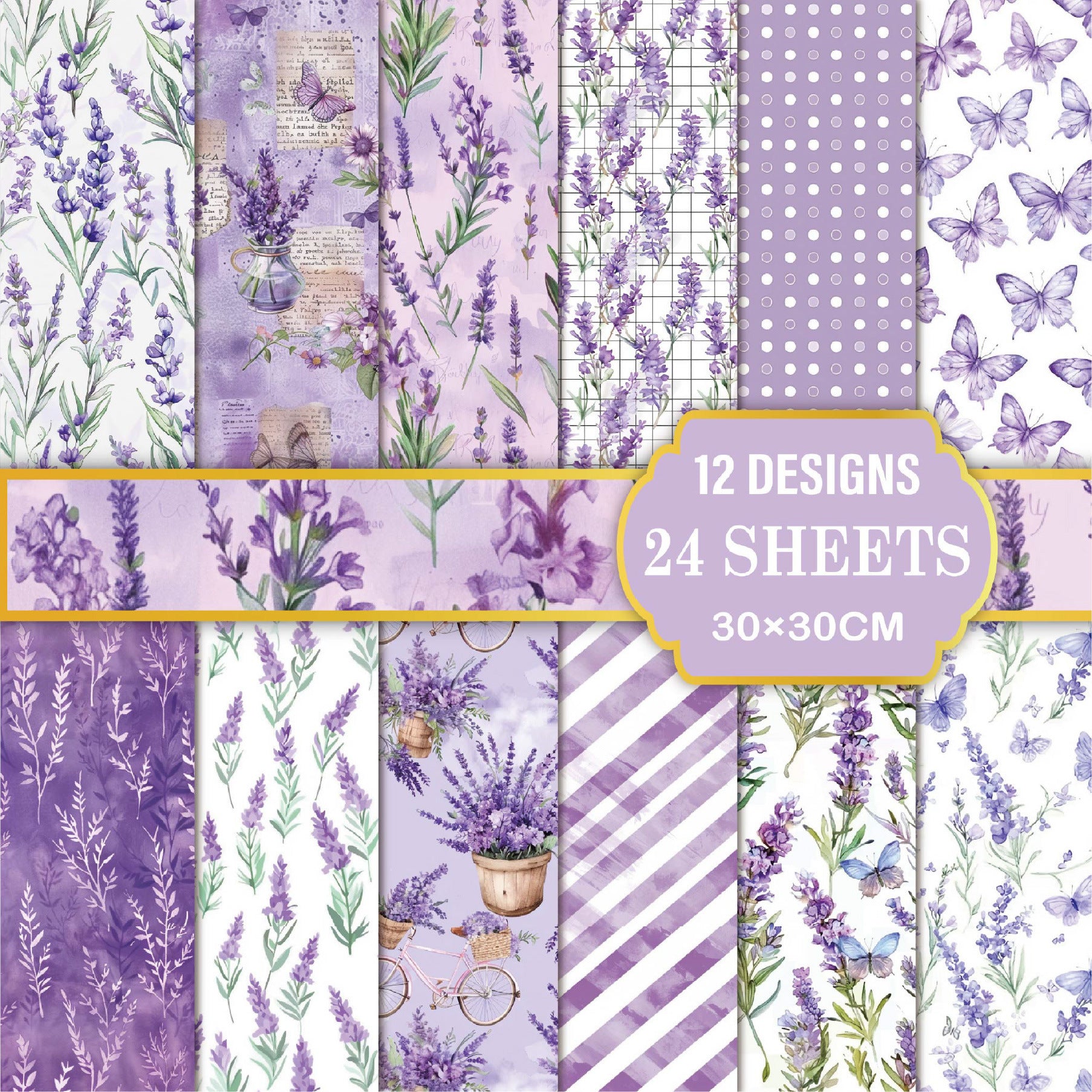 12 inch Lavender Scrapbook Paper Pad PAJ004