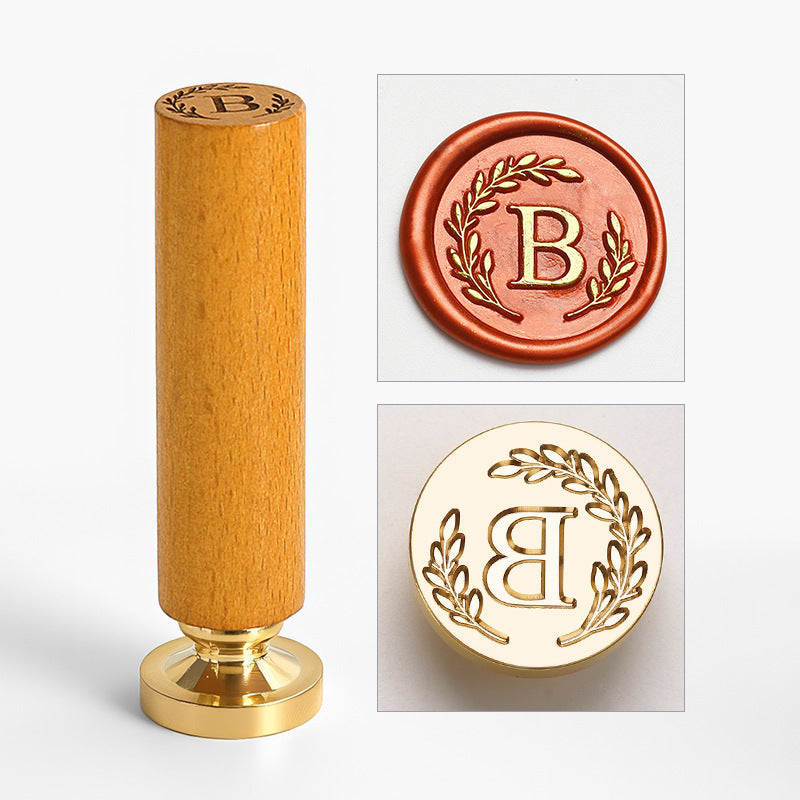 Vintage Alphabet: Wooden Handle Wax Seal Stamp Set