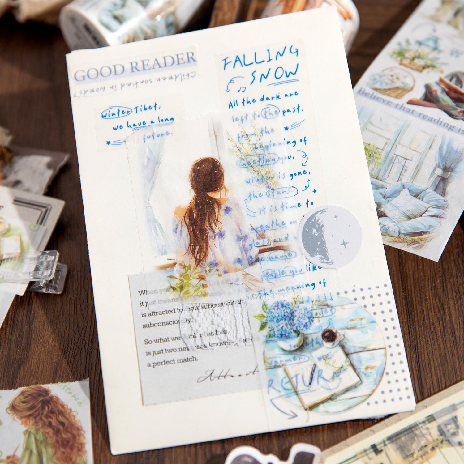 1 Roll Reading Girl Washi Tape HYSJ