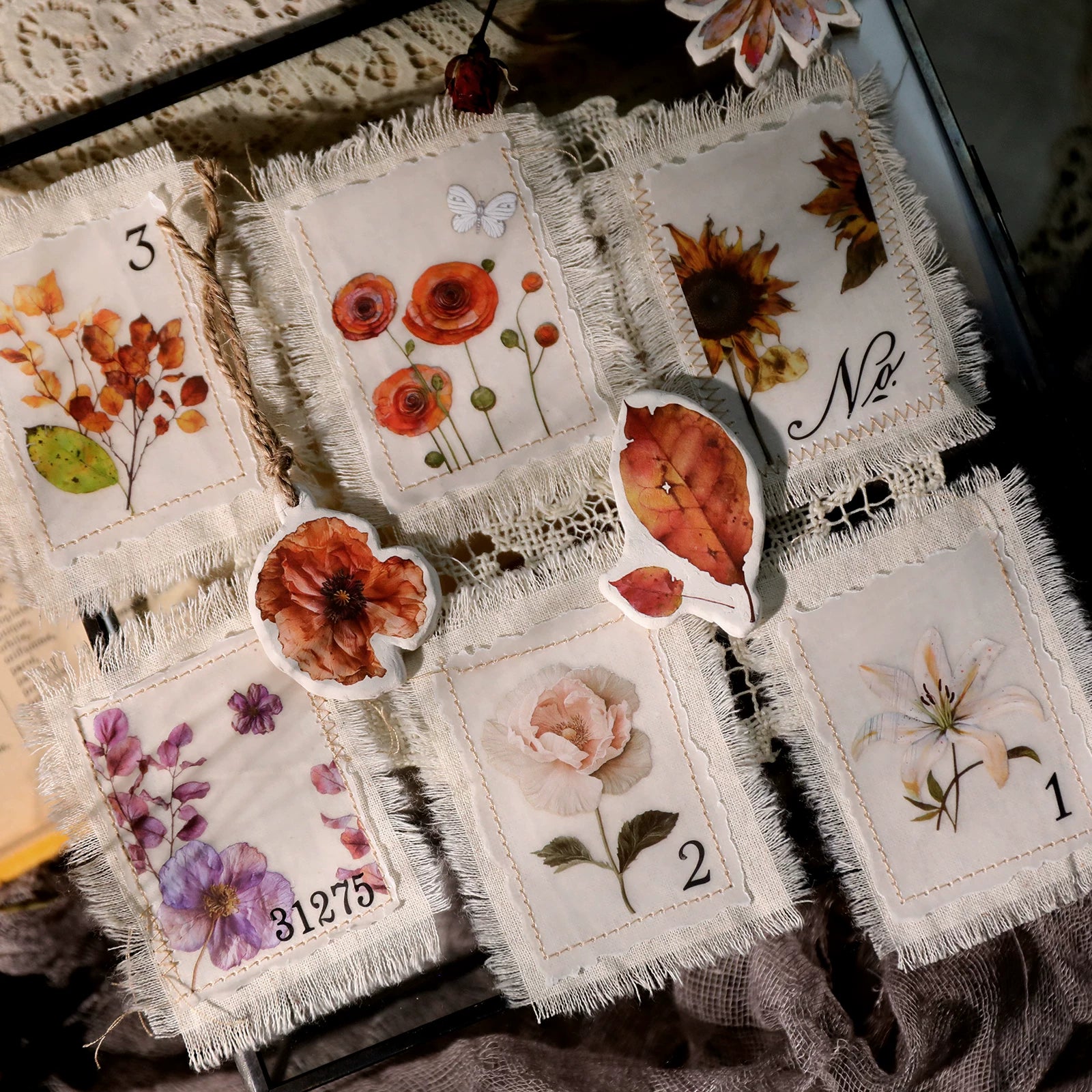 3 Sheets Rub on Stickers - Autumn Flower