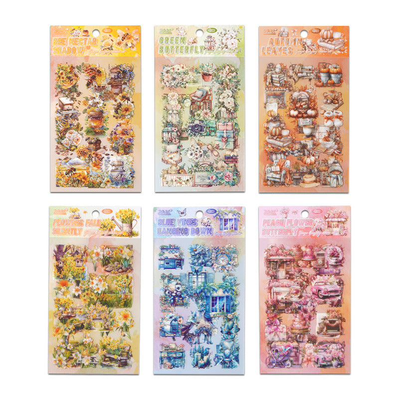 6 Sheets Floral Lifestyle PET Stickers YYQF