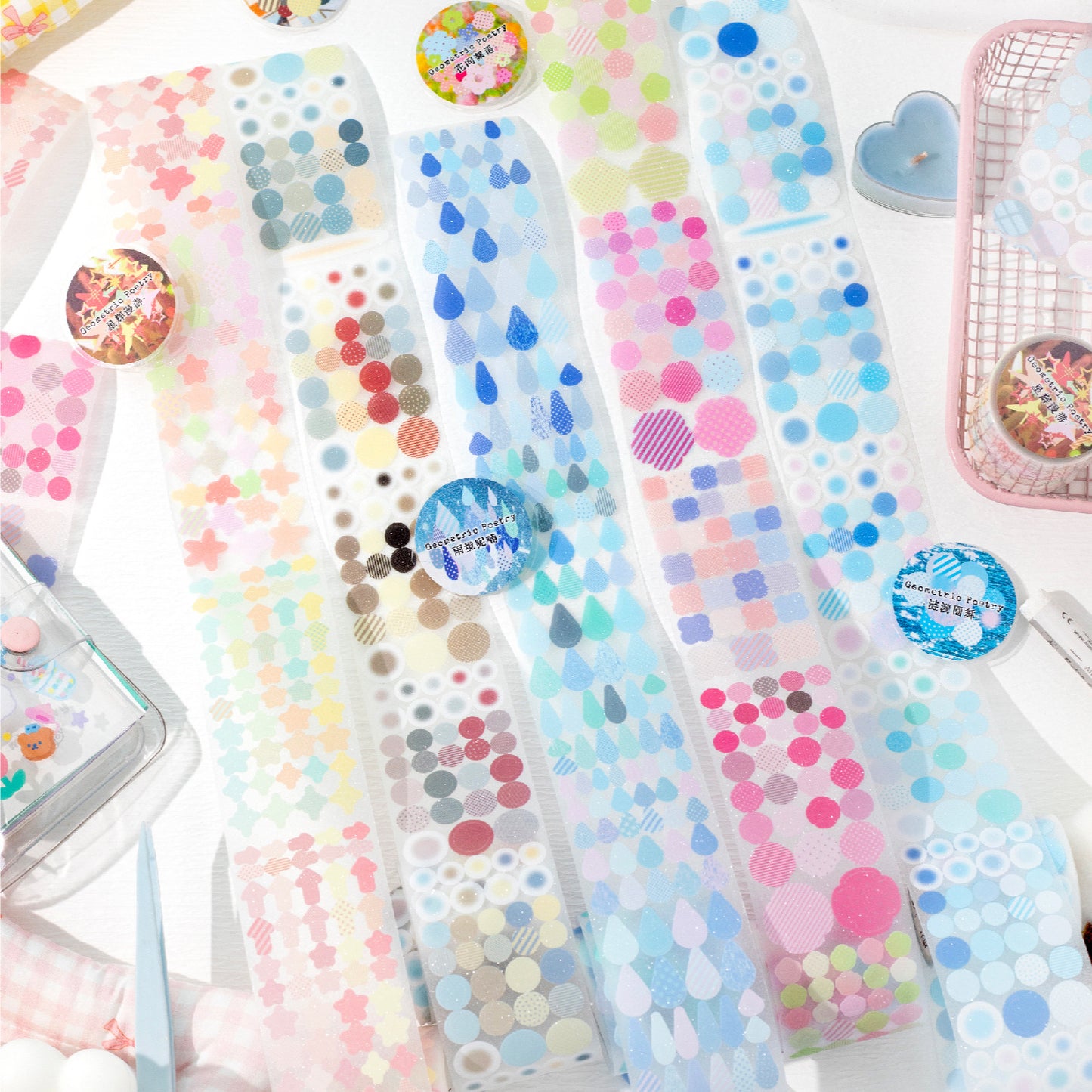 1 Roll Watercolor Dot Planner Stickers JHSY