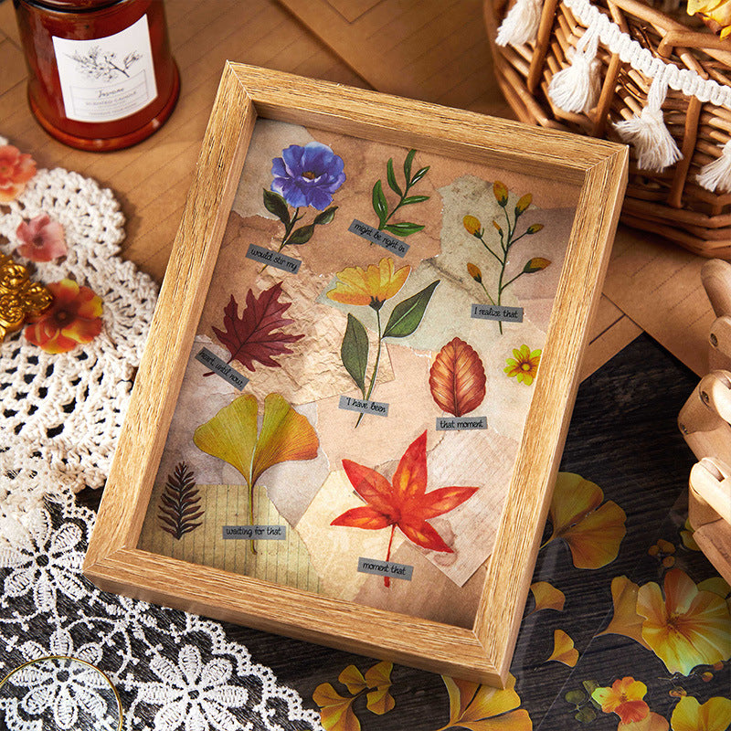 20 Sheets Flower Green Leaf PET Stickers Book LJHJ