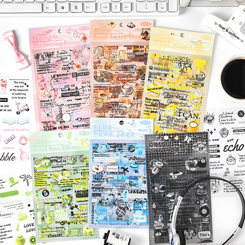 4 Sheet Creative Journal PET Stickers YJQX