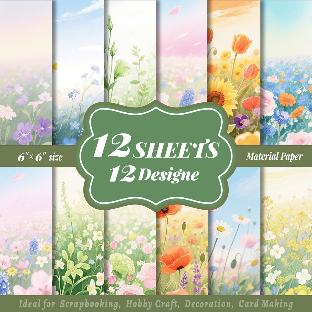 6 inch Watercolor Flower Scrapbook Paper Pad PA949