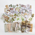 60 Pcs Vintage Botanical Junk Journal Kit