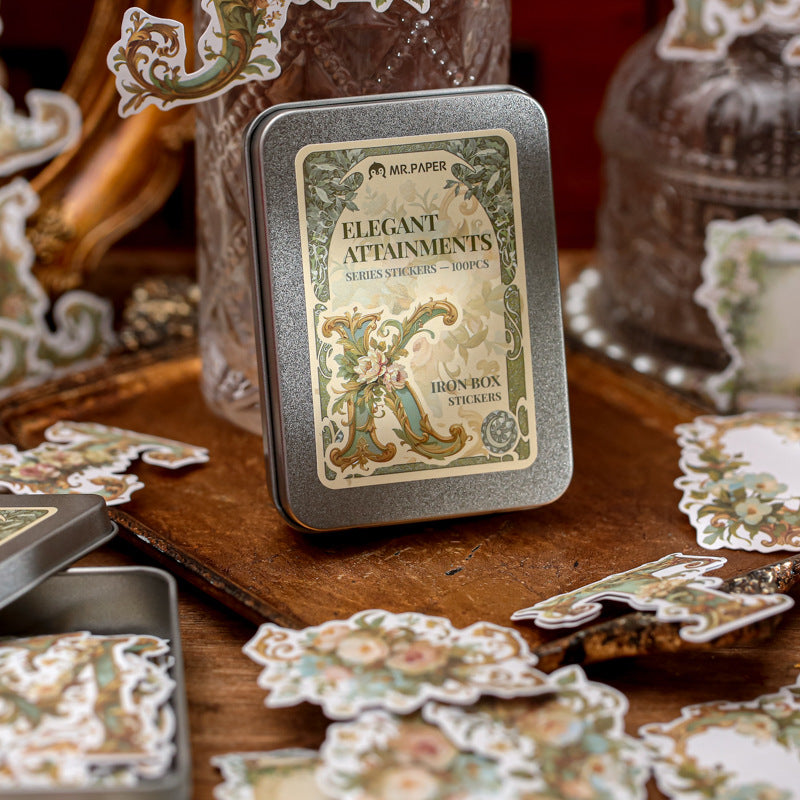 100 Pcs Floral Letter Stickers DYZY