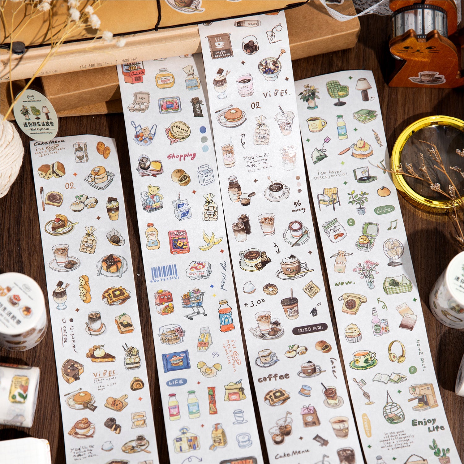 1 Roll Precut Food Drink Washi Stickers Tape MNQSH