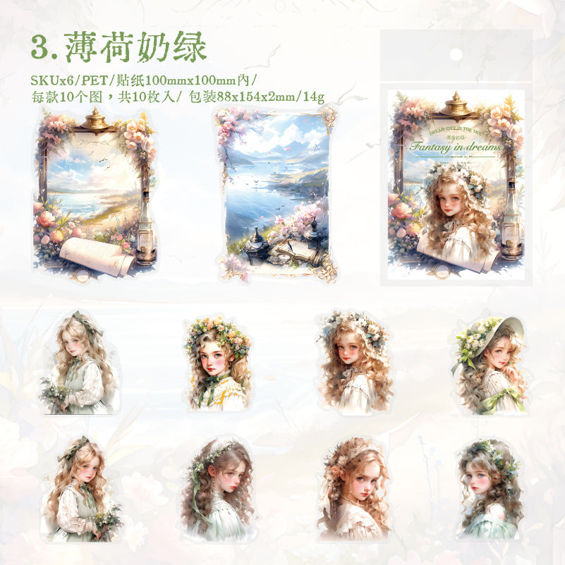 10 Pcs Fantasy Theme PET Stickers MZHXQ