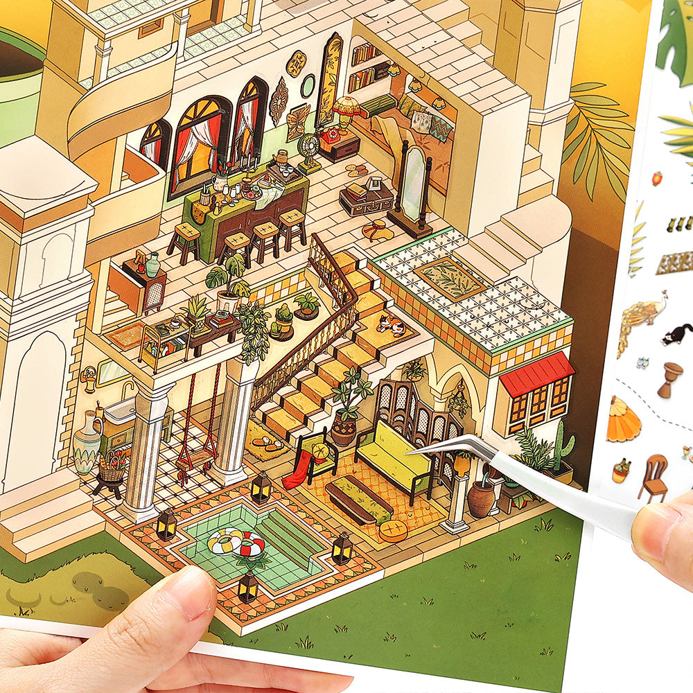 3D House Scene DIY Stickers Kit WDXW