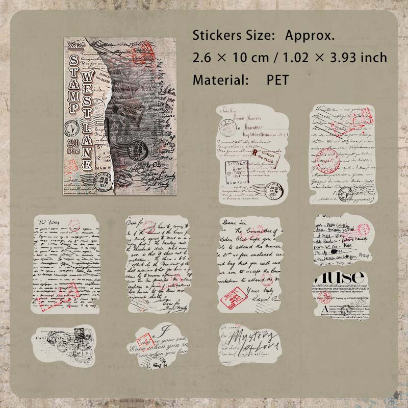 20 Pcs Vintage Quote Theme PET Stickers JYYM