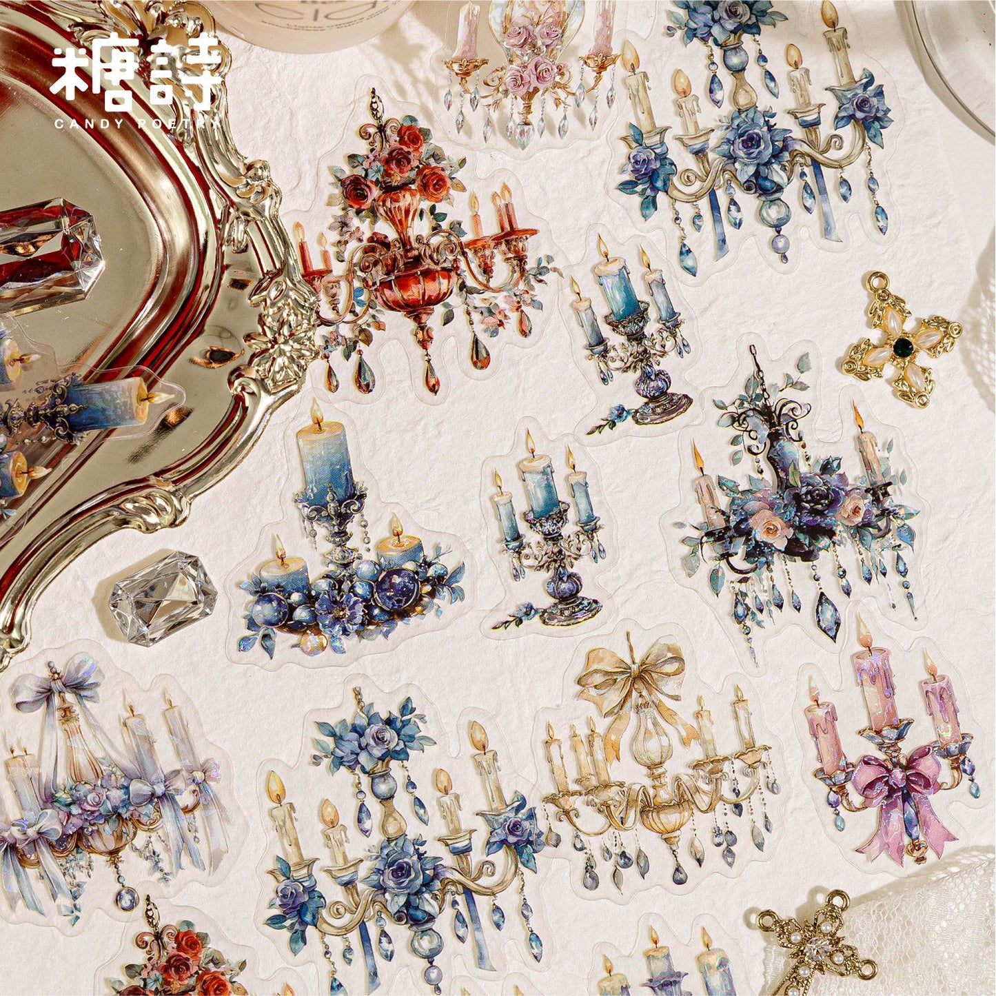 20 Pcs Chandelier Themed PET Stickers HZQM