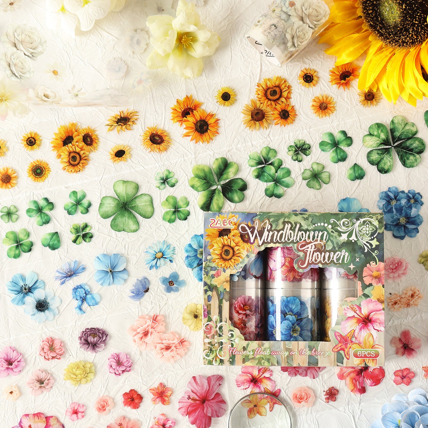 6 Rolls Flowers PET Stickers Tapes Set RRZX