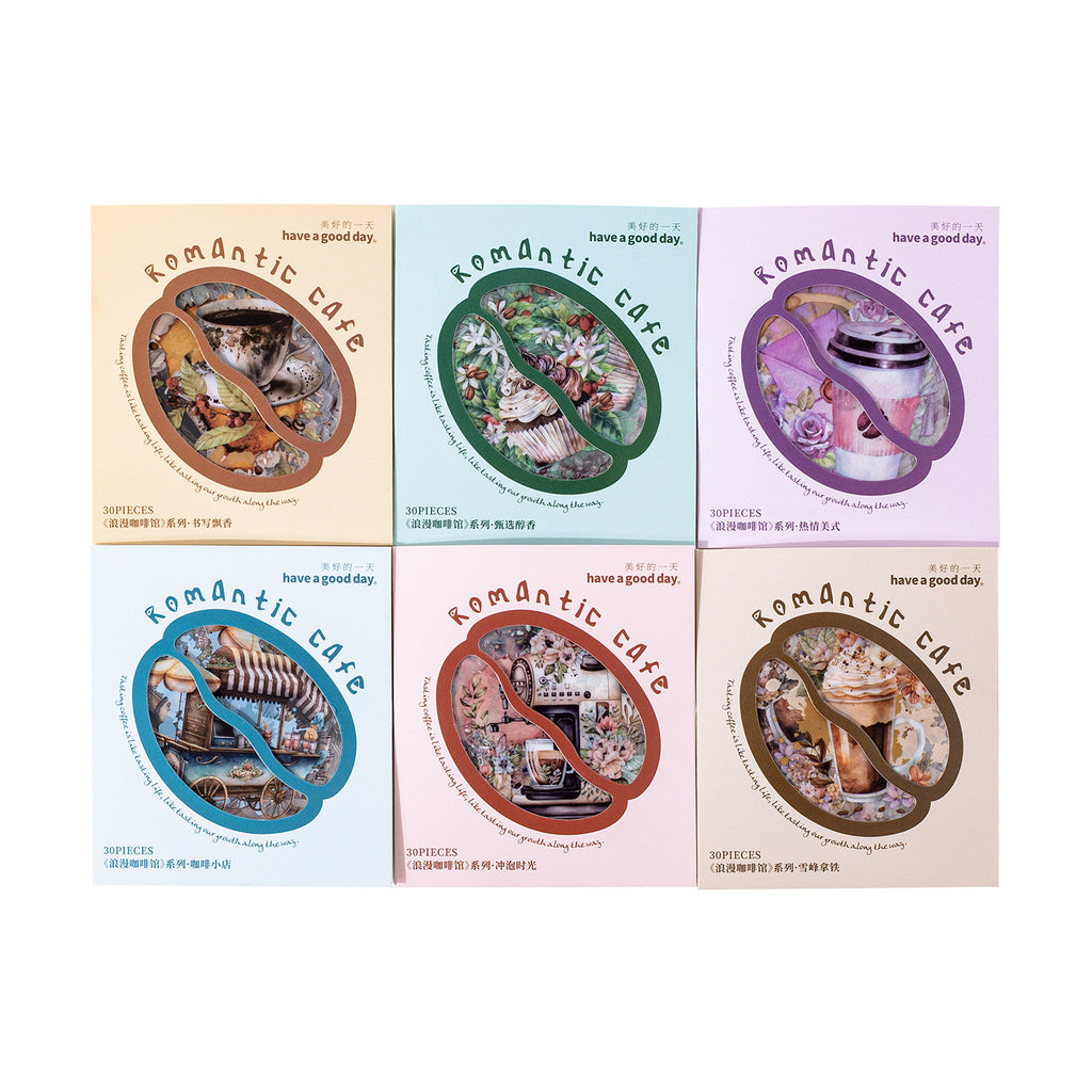 30 Pcs Coffee Theme PET Stickers LMKFG