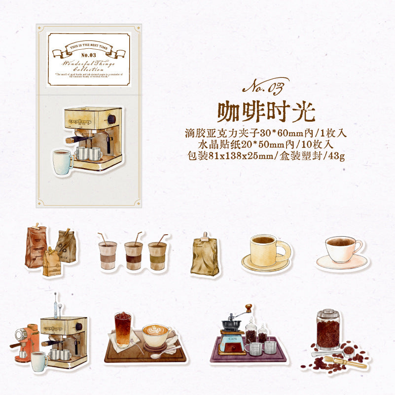 11 Pcs Creative PET Stickers and Clip MHDSG