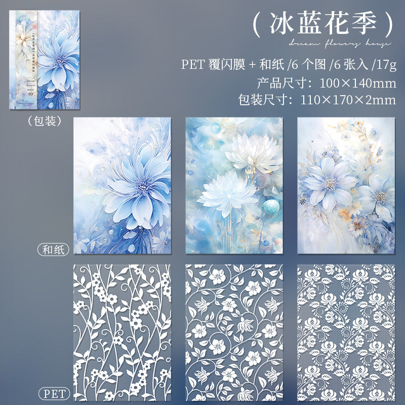 6 Pcs Floral and Lace PET Stickers HKYQ
