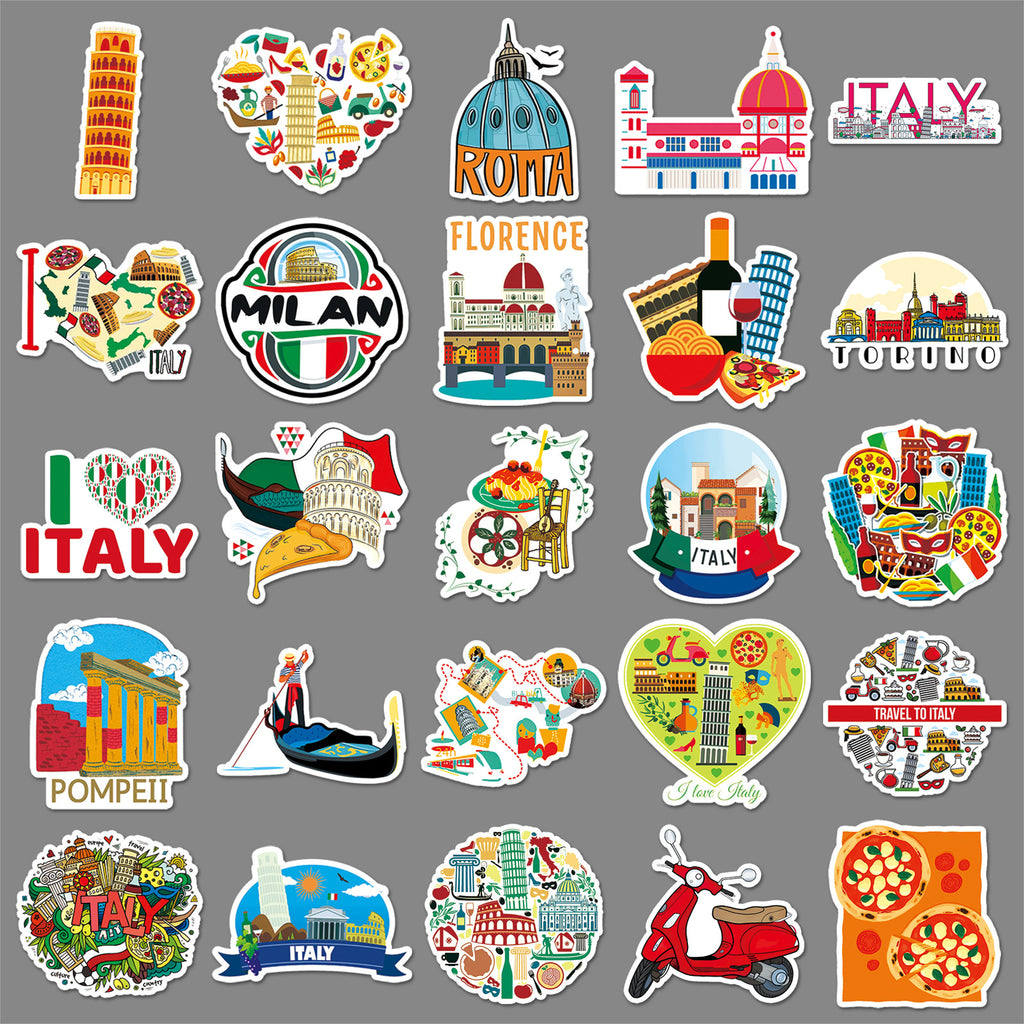 50Pcs Italy Travel Vinyl Stickers TRV07