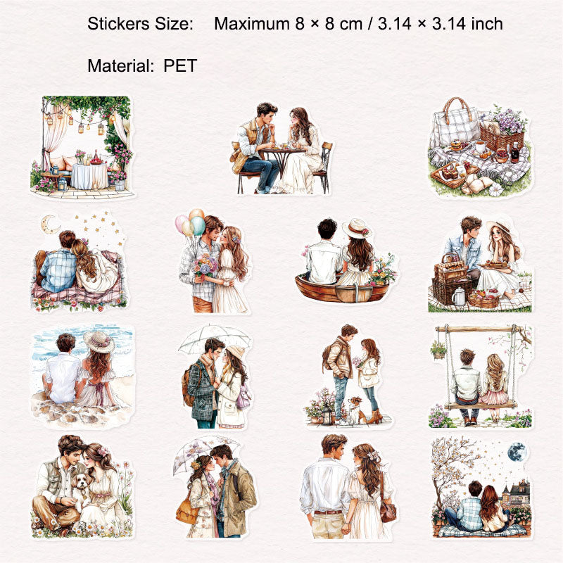30 Pcs Couple Love Theme PET Stickers LRXL