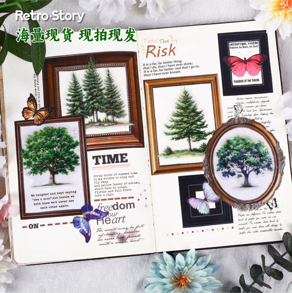 15 Pcs Seasonal Tree PET Stickers FZXL