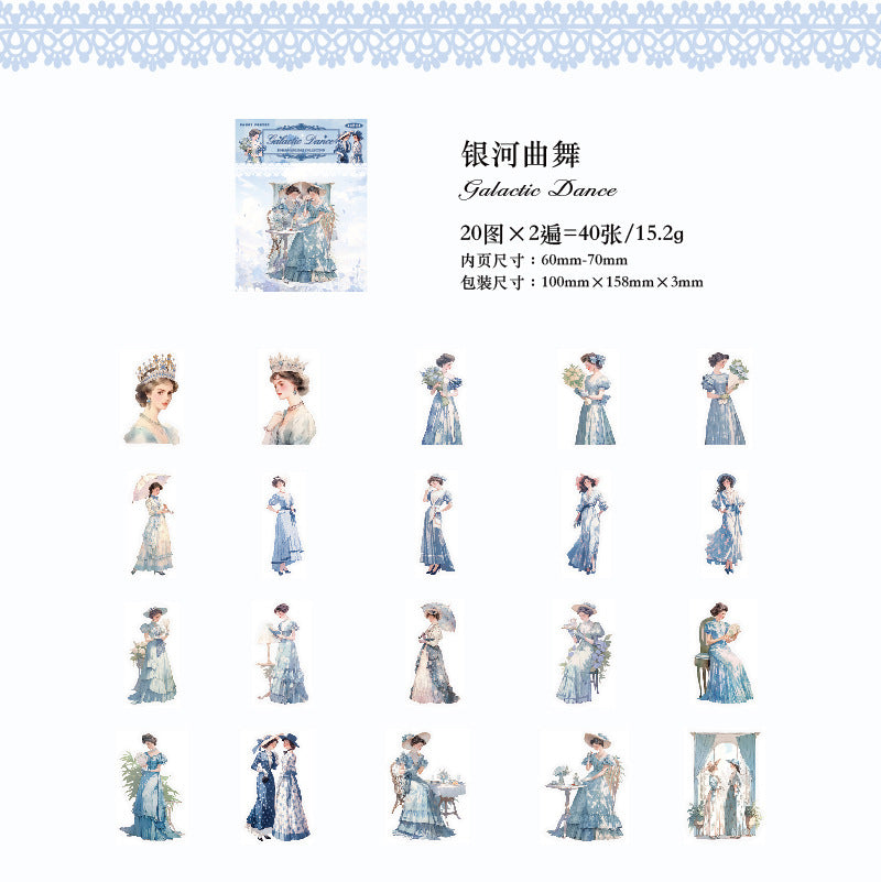 40 Pcs Vintage Lady PET Stickers LMJR