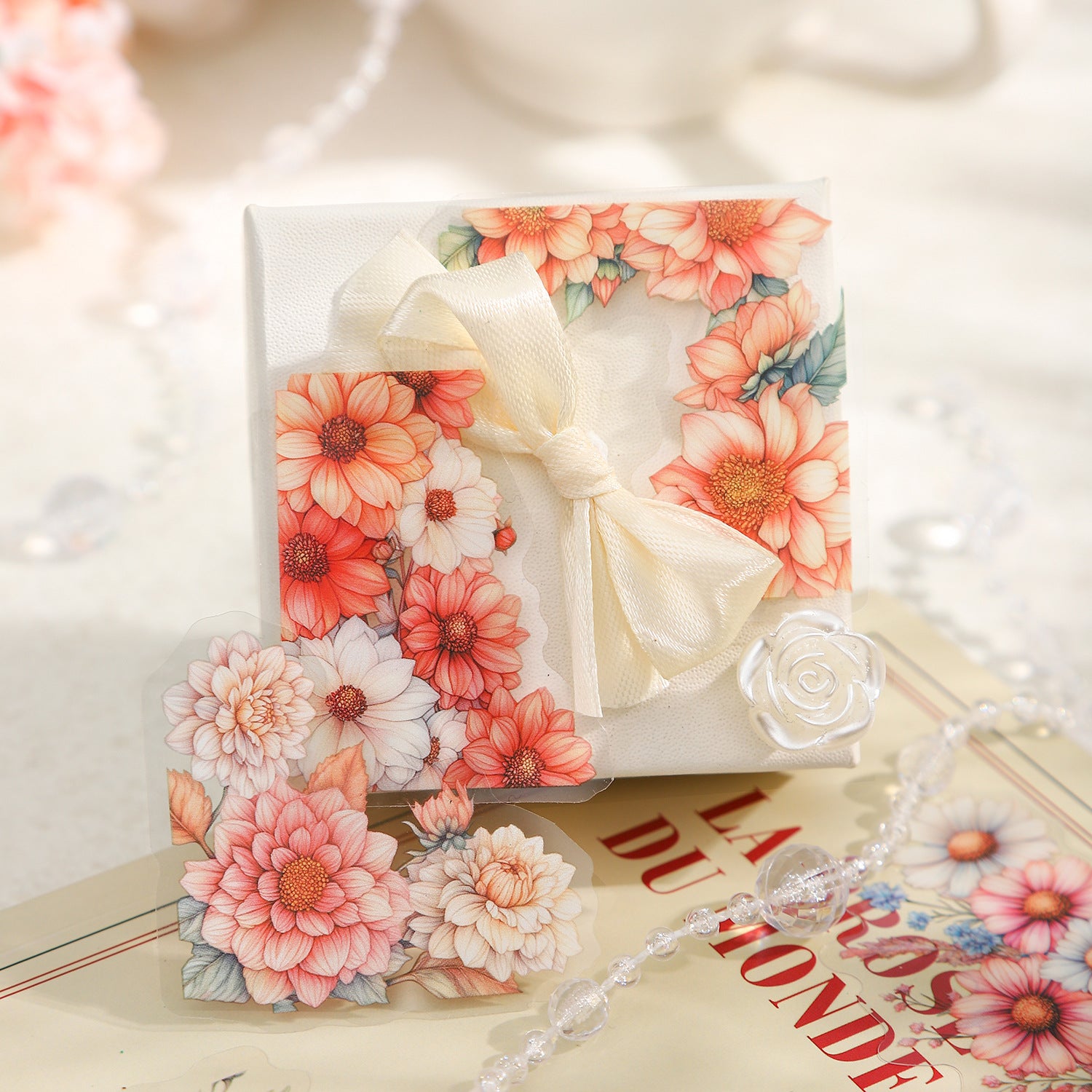 20 Pcs Flower Corner PET Stickers HDBJ