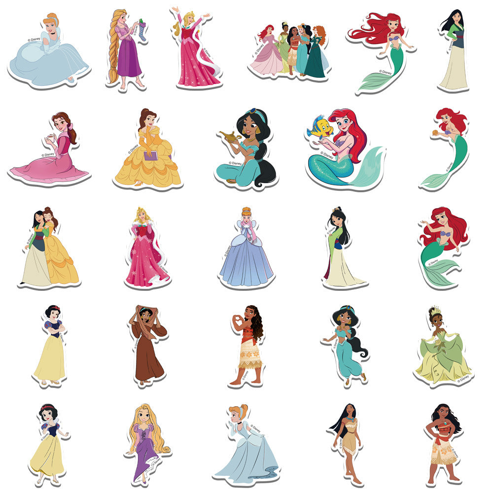 50 Pcs Vinyl Cartoon Princess Stickers DSN006