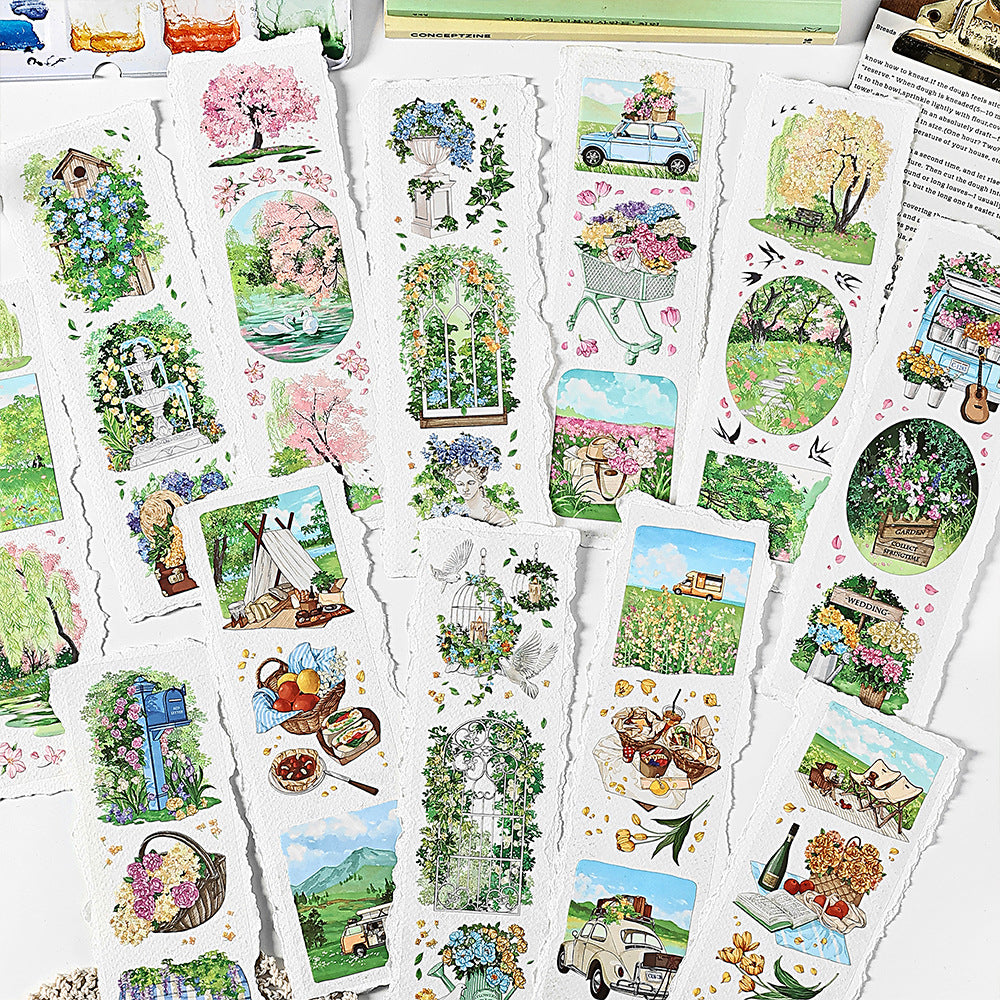 6 Pcs Garden Spring PET Stickers CGZX