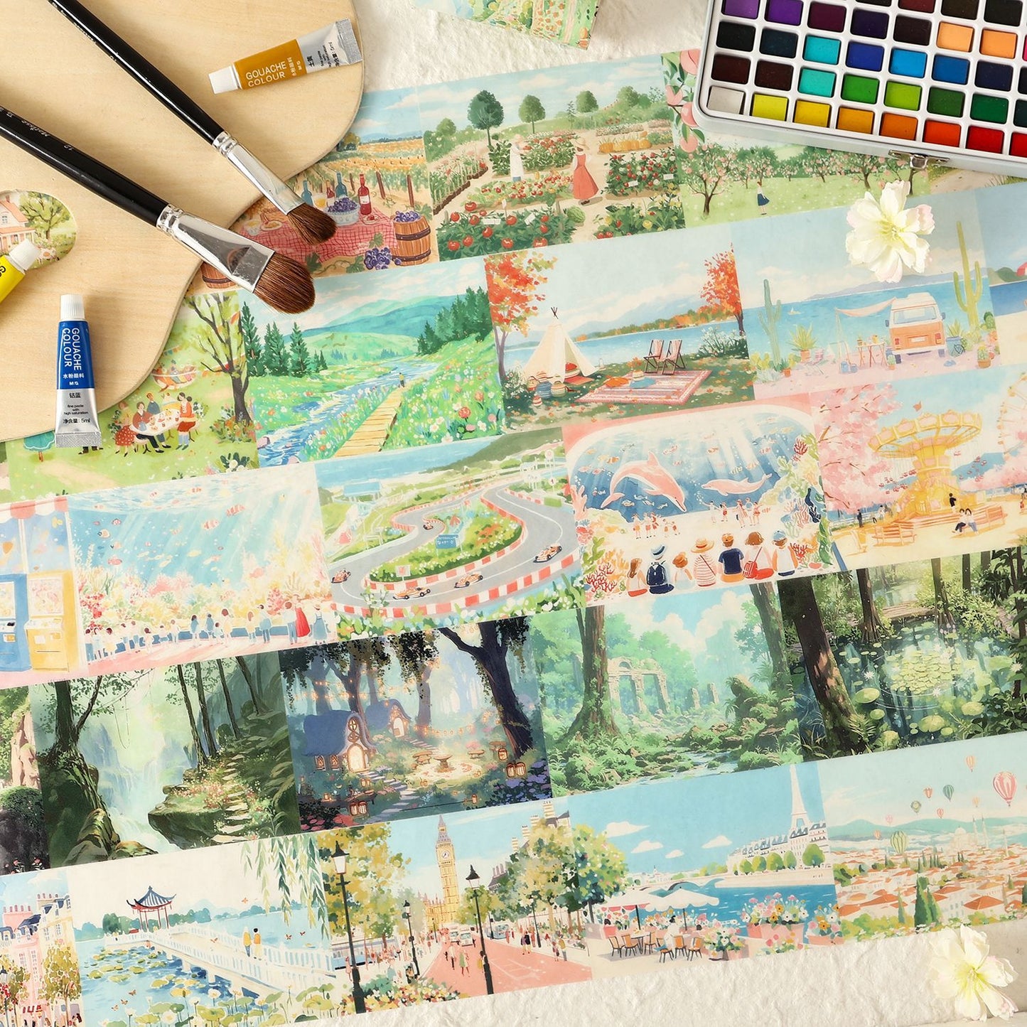 4 Rolls Landscape Washi Tapes Set QQJG