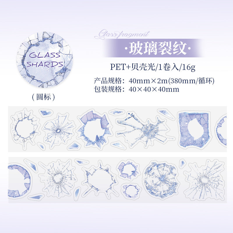 1 Roll Glass Fragments PET Stickers Tape BLSP