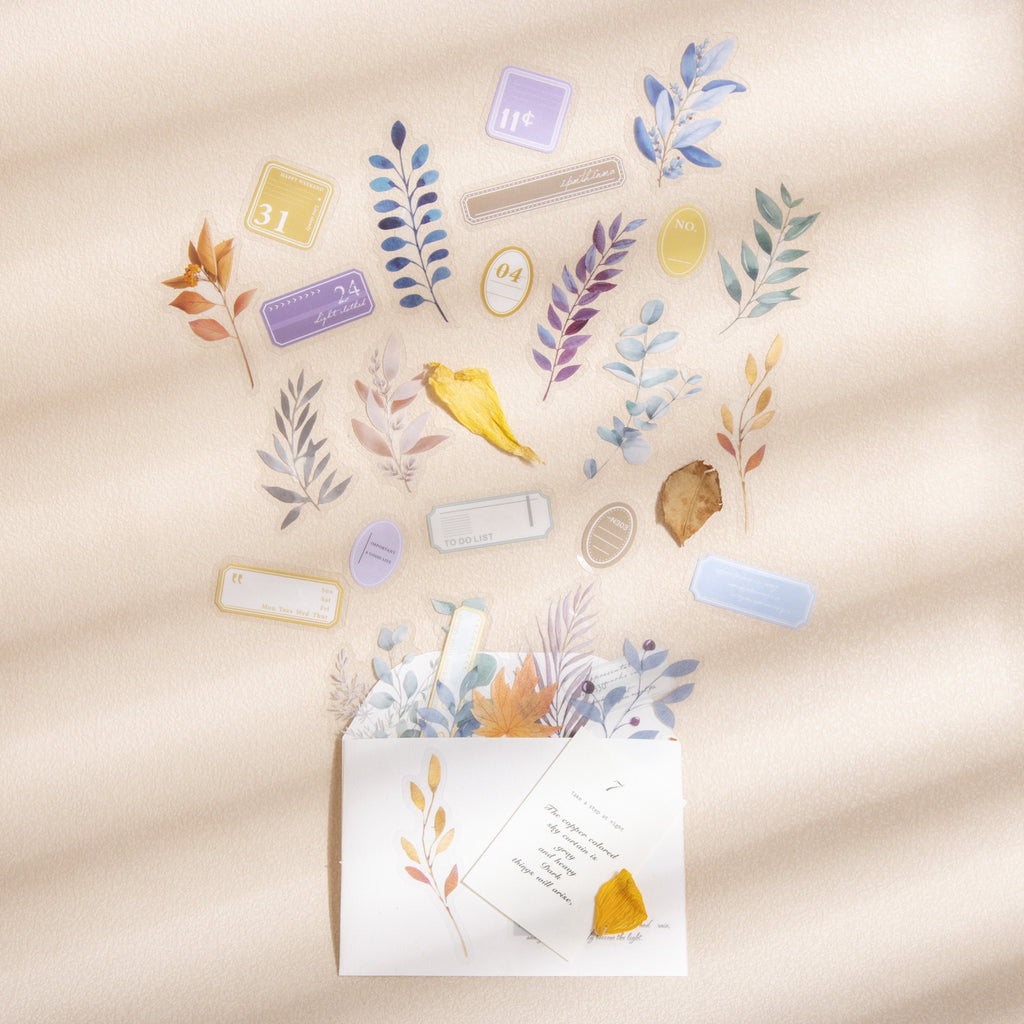 40 Pcs Colorful PET Leaf Stickers LYCS