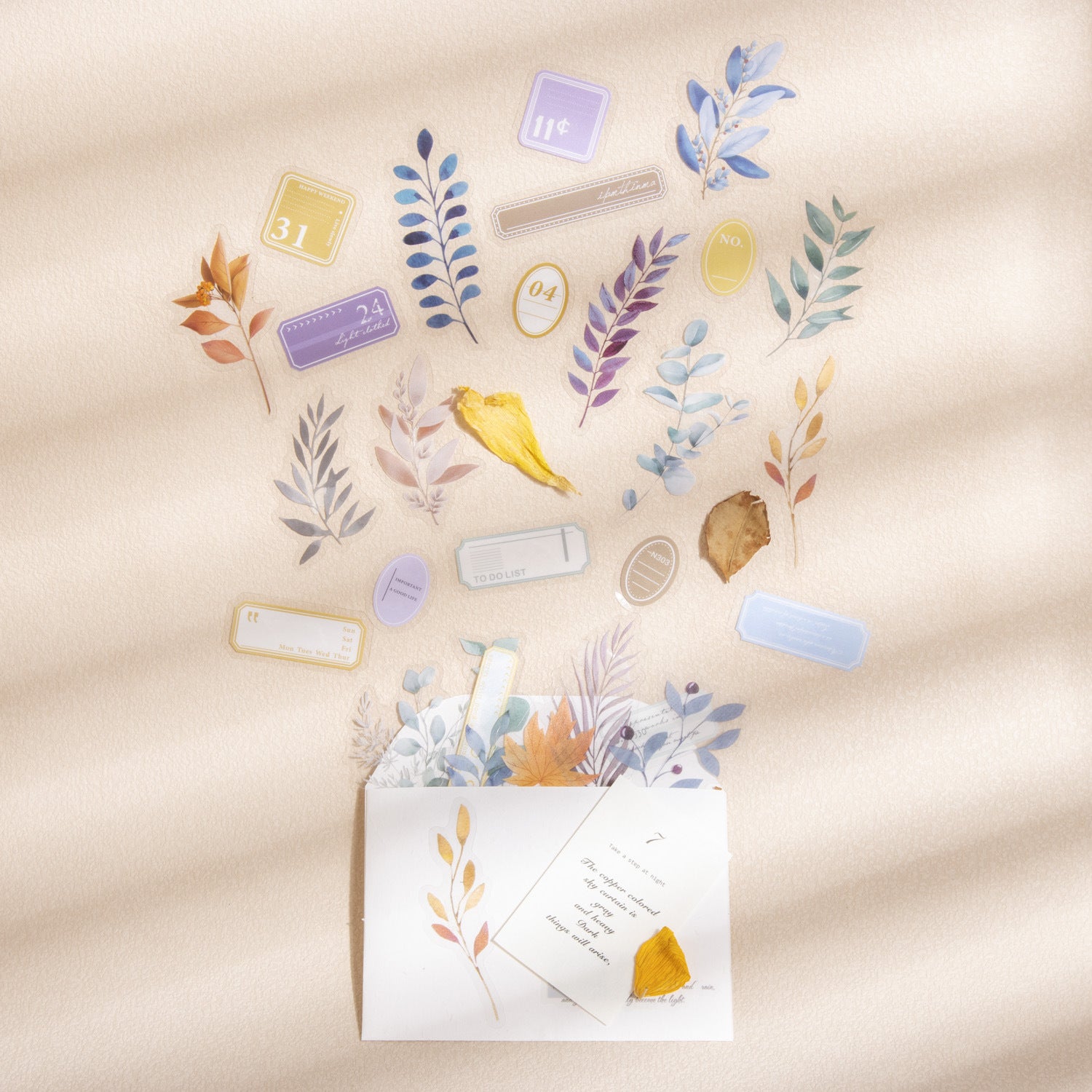 40 Pcs Colorful PET Leaf Stickers LYCS