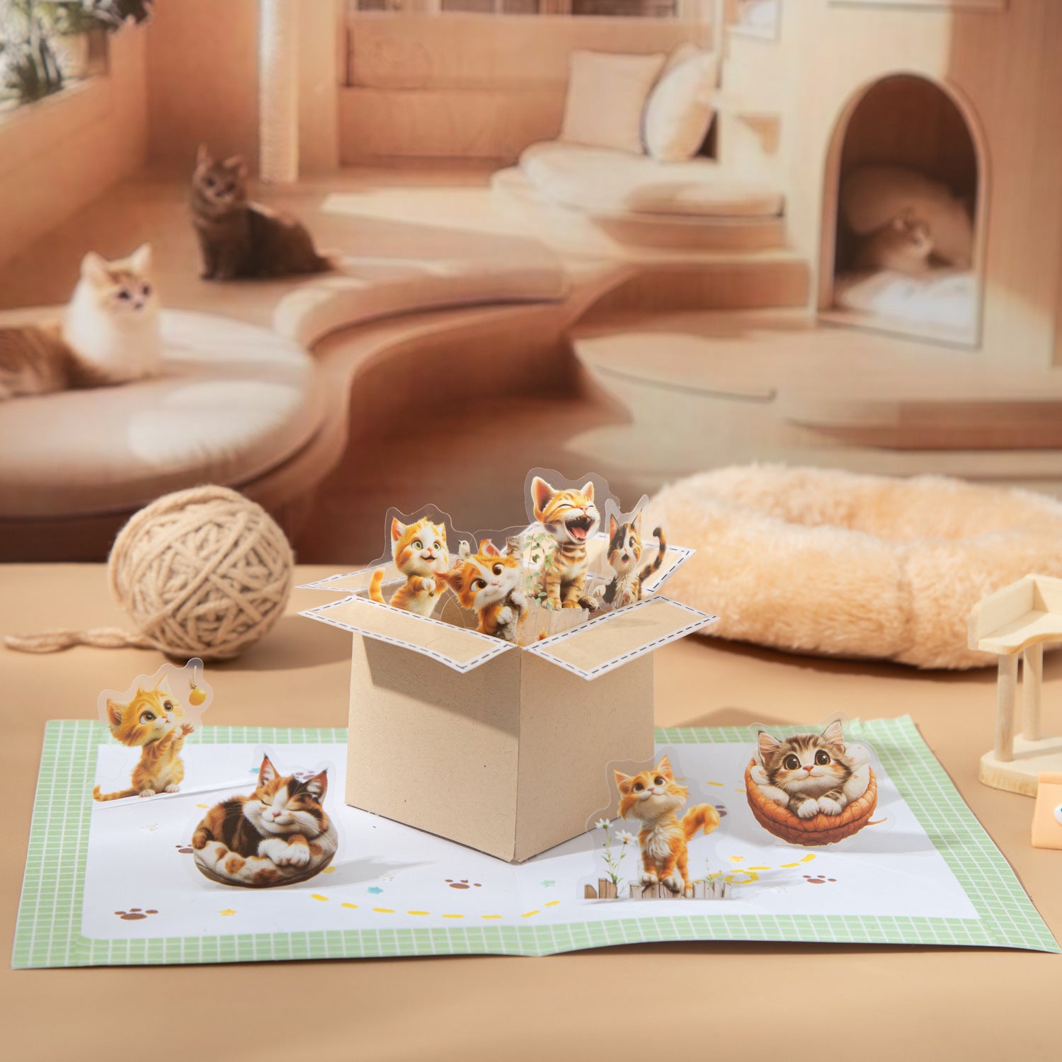 50 Pcs Cute Cat PET Stickers MMWO