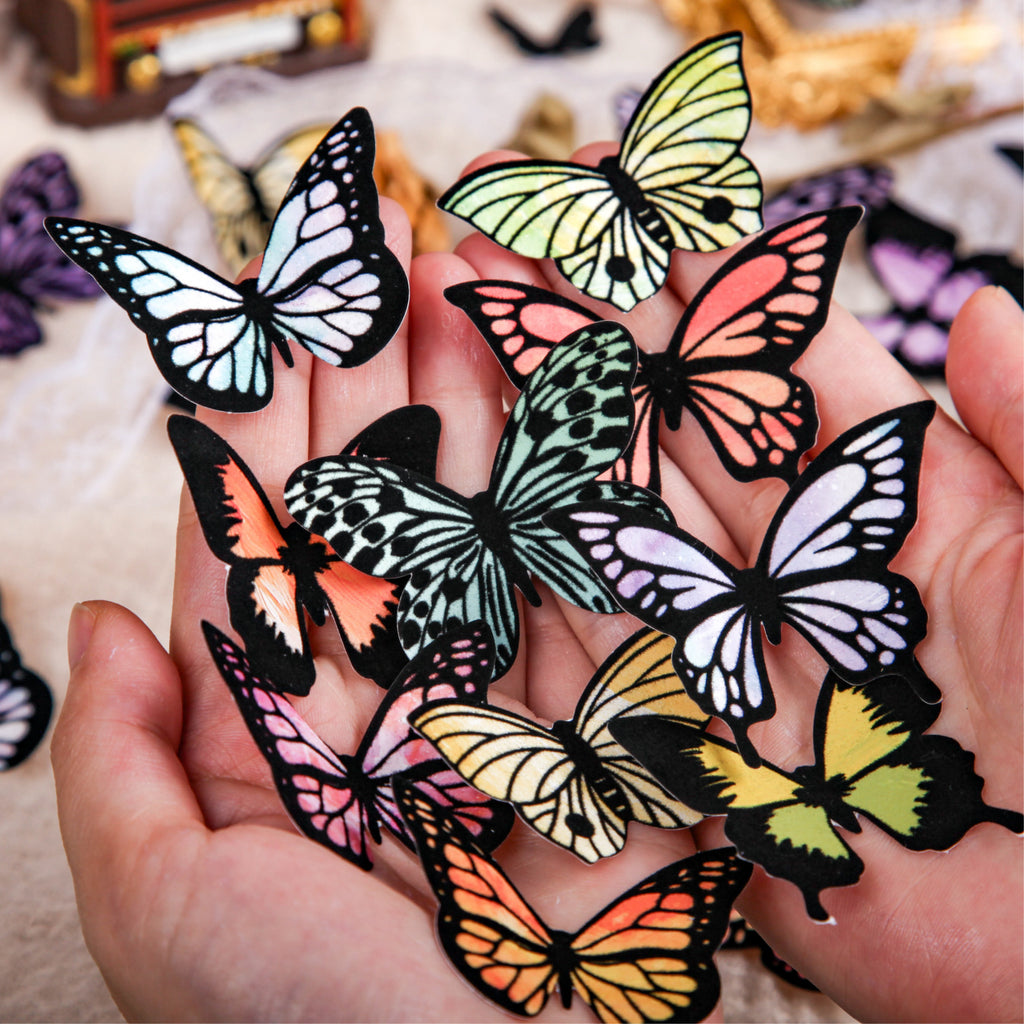 18 Pcs Flocked Butterfly Scrapbook Supplies CWXl