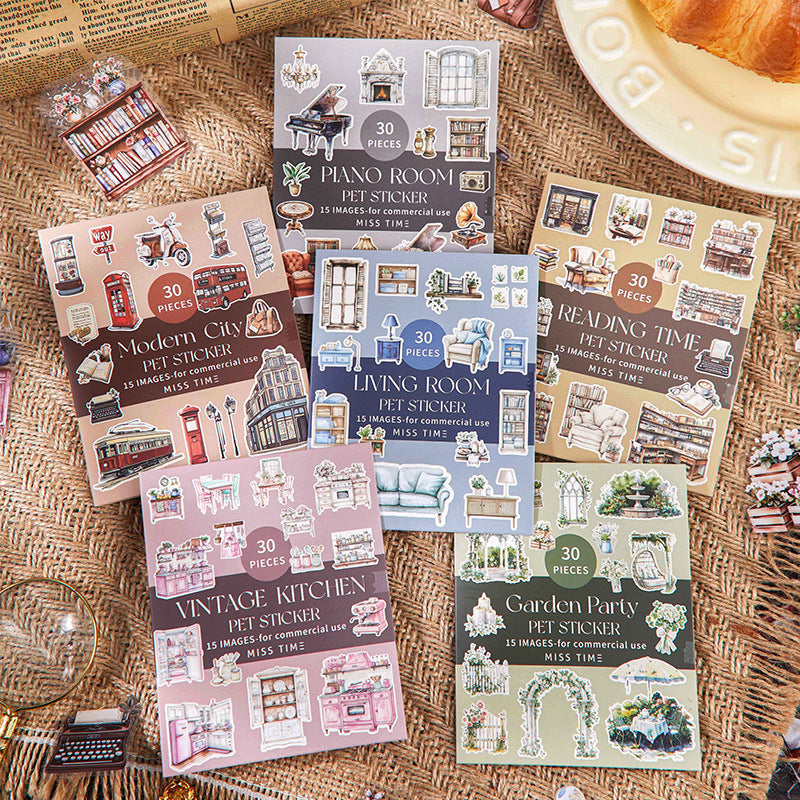 30 Pcs Home Household PET Stickers SGYJ