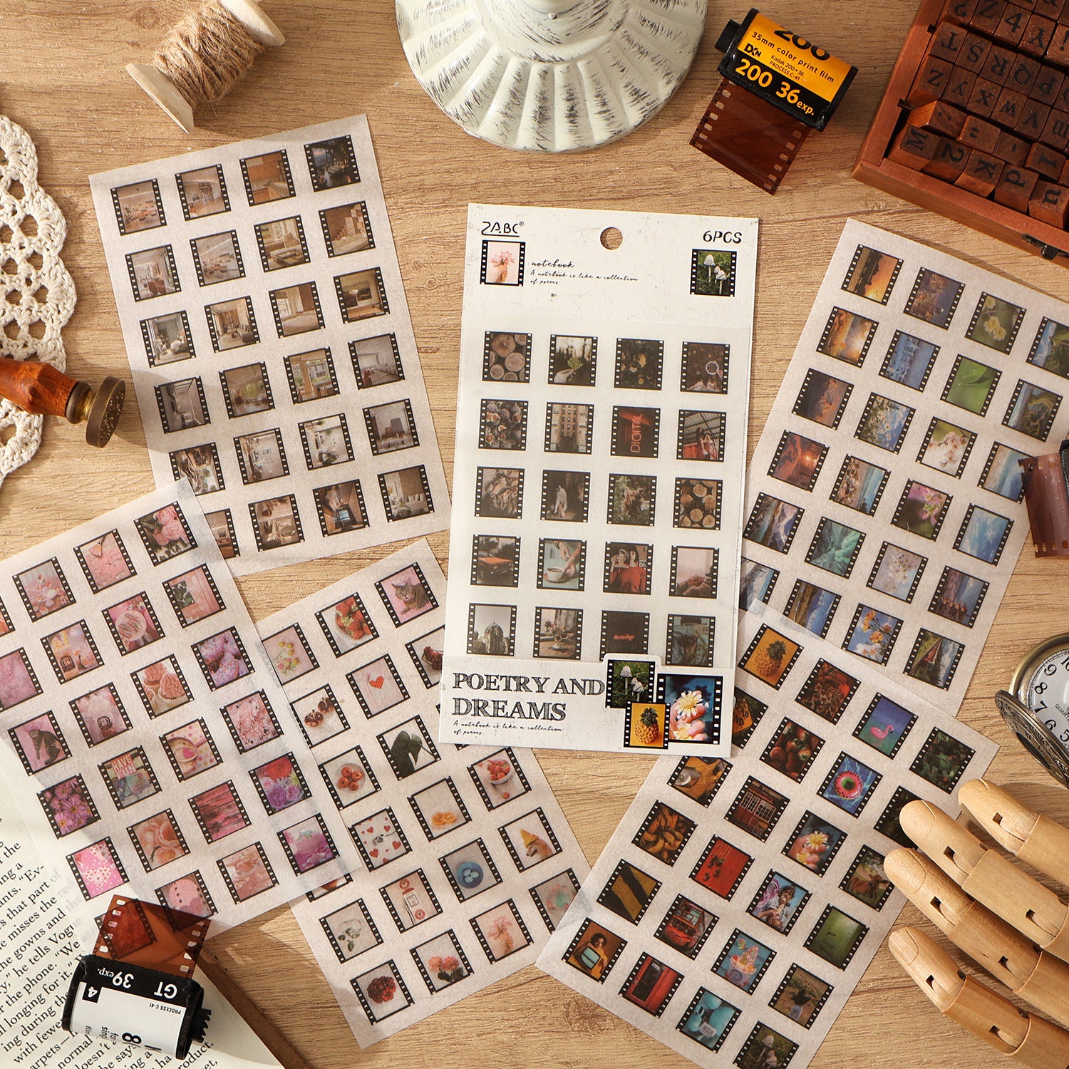 6 Sheets Basic Journal Stickers ZJWD