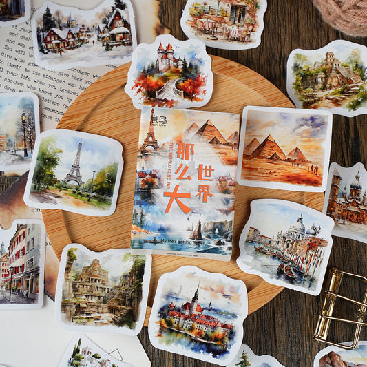 30 Pcs Famous Architecture Boxed Stickers SJNMD