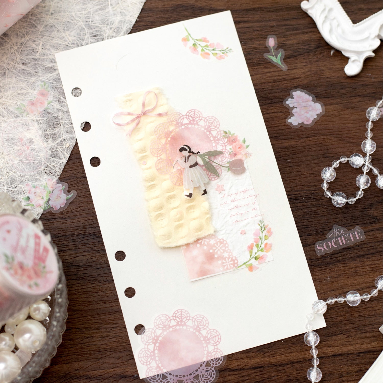 1 Roll Lace Themed Pre-cut PET Stickers Tape LSHY