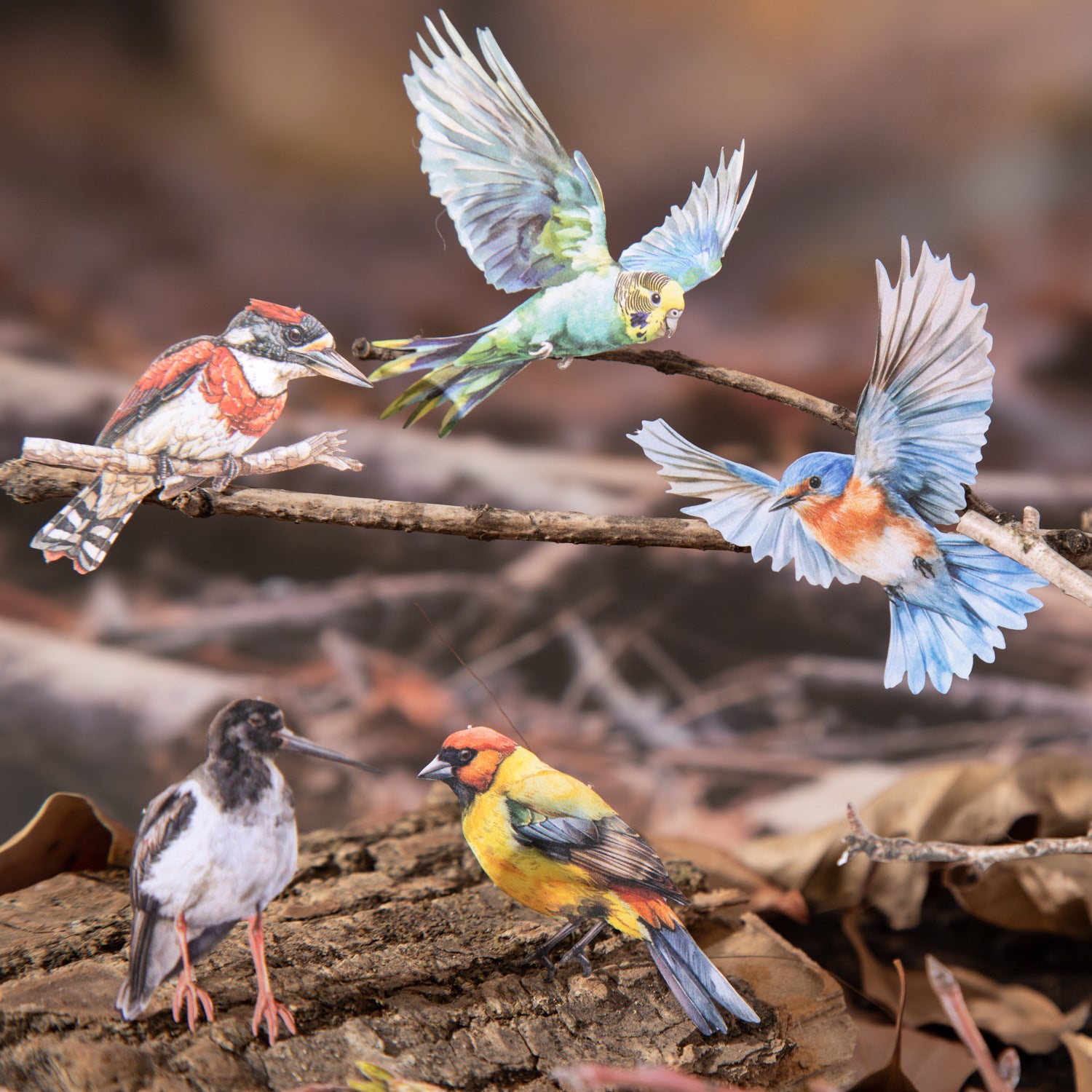 20 Pcs Flying Birds PET Stickers LJQY