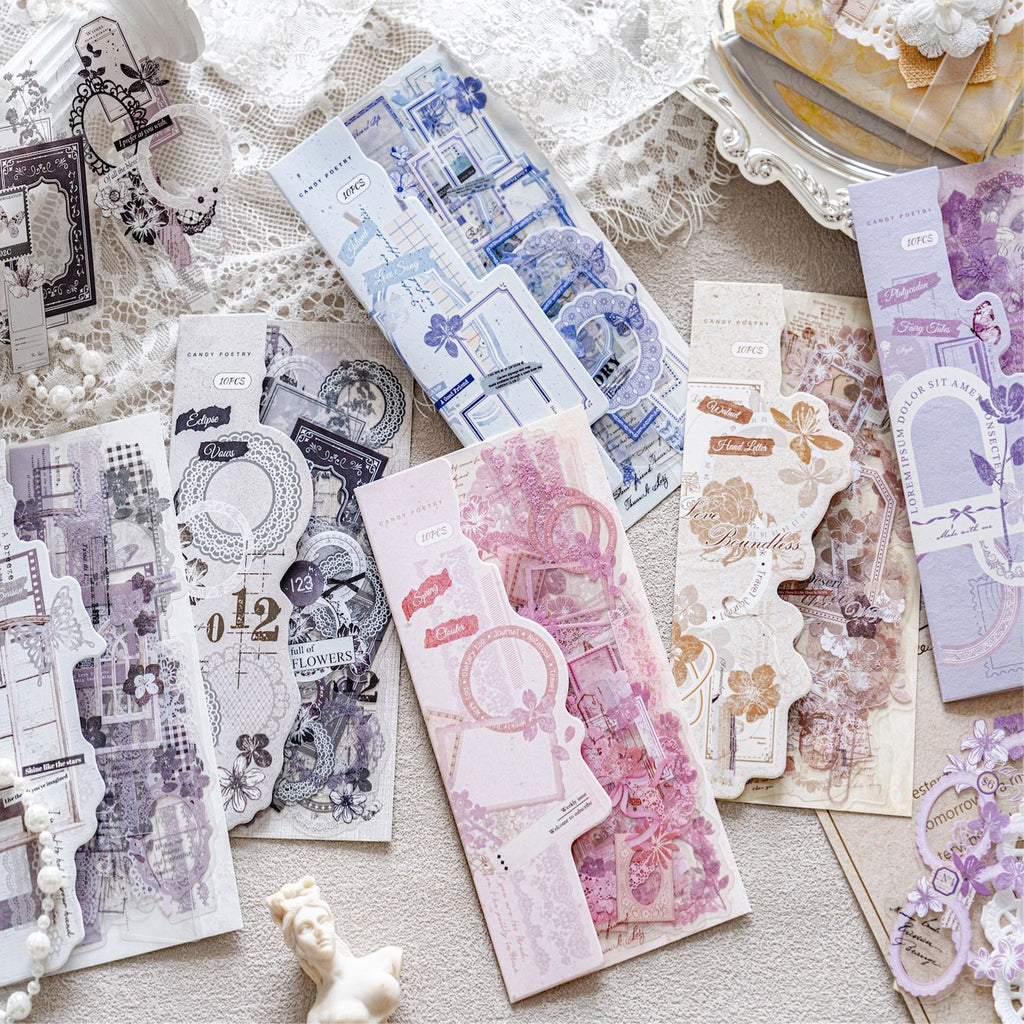 10 Pcs Vintage Collage PET Stickers AYJZ