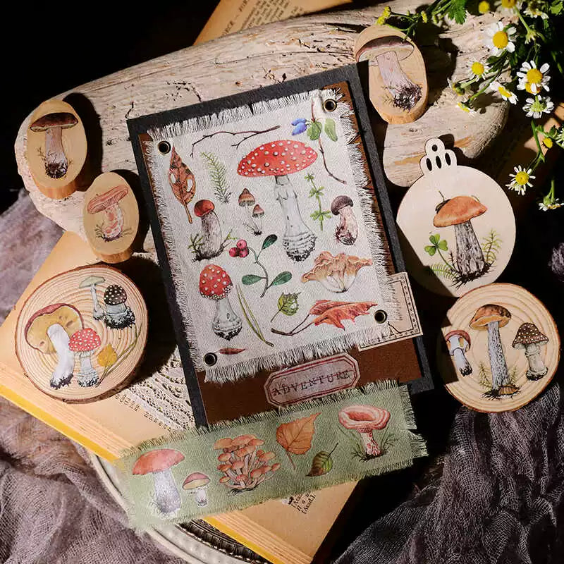 2 Sheets Rub on Stickers -  Mushroom T8-4